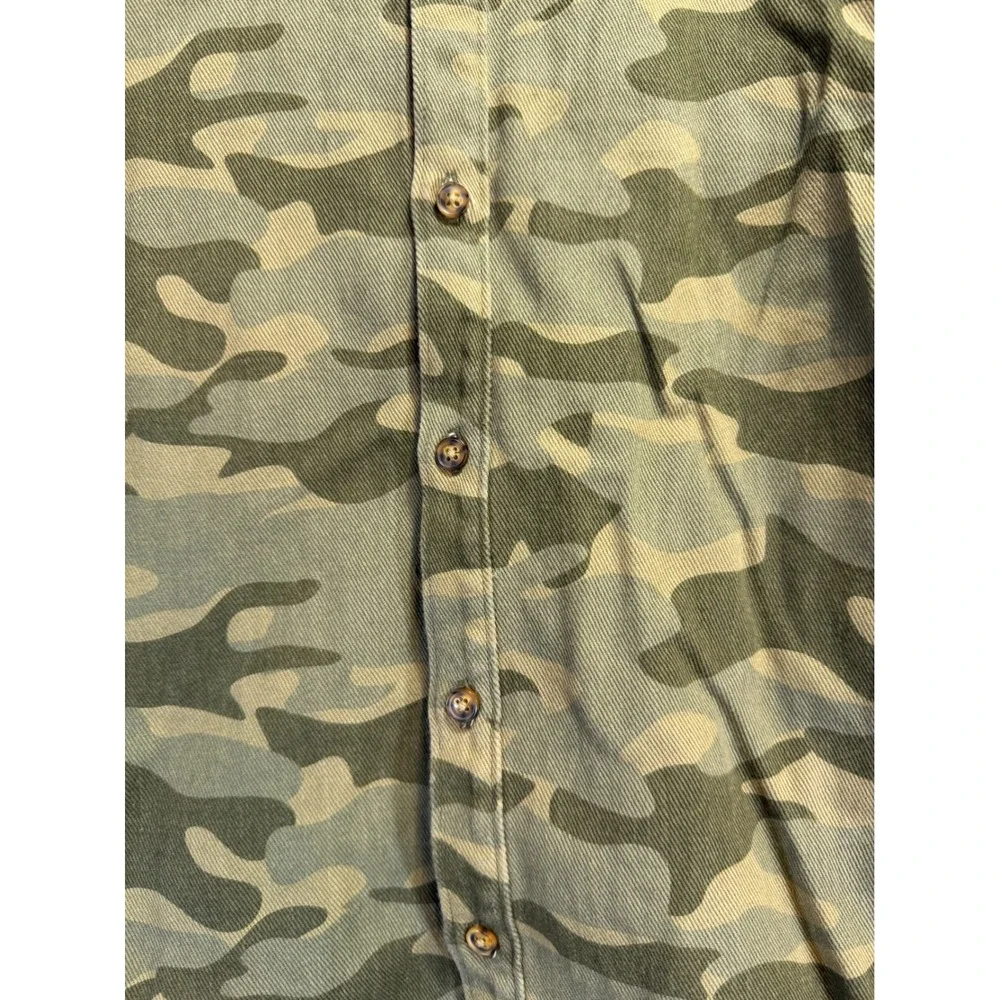 OshKosh Bgosh Kids Green Camo Hooded Shirt Jacket Twill Shacket Size 8 8A